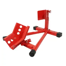 BLOQUE/CALE/ETAU DE ROUE MOTO P2R AVANT AUTO-BLOQUANT REGLABLE COMPATIBLE ROUE 16 à 19" ACIER ROUGE