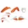 CARROSSERIE/CARENAGE MOTO ENDURO RESTYLING KTM 125, 250, 300 EXC, 250, 350, 450, 500 EXC-F, 250, 300 XC-W, 250 XCF-W 2014>2016 ORANGE KTM/BLANC (COULEUR OEM) (KIT PLASTIQUES 7 PIECES) -POLISPORT