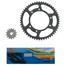 KIT CHAINE ADAPTABLE DERBI 50 SENDA DRD 2002>2005 420 14X53 (ALESAGE 105mm) (DEMULTIPLICATION ORIGINE) -P2R