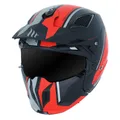 HELMET TRIAL MT HELMETS STREETFIGHTER SV TWIN BLACK/MATTE RED S SINGLE VISOR DARK CONVERTIBLE WITH CHIN BAR REMOVABLE (SUPPLIED WITH ONE SCREEN ADDITIONAL MIRROR)