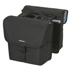 DOUBLE BICYCLE PANNIER BASIL GO 32L BLACK MOUNTING KIT VELCROS ON CARRIER - MOUNTING KIT SYSTEM MIK (COMPATIBLE WITH 157030 INCLUDED) (40X16X38CM)