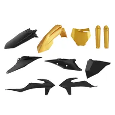 CARROSSERIE/CARENAGE MOTO MX KTM 125, 250 SX, 250, 450 SX-F, 250 XC, 250, 450 XC-F 2019>2022 NOIR/OR (KIT PLASTIQUES 10 PIECES) -POLISPORT