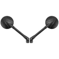 REAR-VIEW MIRROR MOTORCYCLE AVOC INDIANA ROUND ALUMINIUM CNC BLACK 76 mm FITTING KIT M8 + M10 (PAIR)