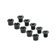 CHAINRING BOLT SET TA ALUMINIUM BLACK COMPATIBLE DOUBLE PLATEAUX 5 ARMS (SET OF 5) - CHAINRING BOLT AND NUT