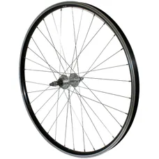 TREKKING WHEEL BRAKE SHOE 700 X 35 - 28" P2R REAR ALUMINIUM BLACK DOUBLE WALL HUB ALUMINIUM AXLE PLEIN FREEWHEEL 7/6-SPEED
