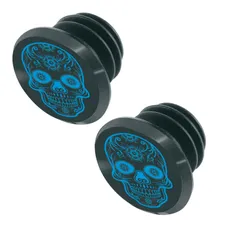 HANDLEBAR END PLUG MTB SWITCH SKULL BLACK/BLUE (CARDED PER 2)