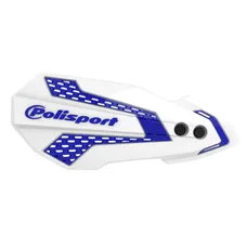 PROTEGE MAIN MOTO MX FLOW YAMAHA 125, 250 YZ, 250, 450 YZ F, 125, 250, 450 WR 2008> (FIXATION UNIVERSEL GUIDON + FIXATION SPECIFIQUE VEHICULE) VERSION OUVERTE BLANC/BLEU -POLISPORT