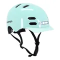 CASQUE VELO ADULTE NEWTON URBAIN/CITY V4 VERT PASTEL IN-MOLD AVEC ECLAIRAGE INTEGRE ET VISIERE TAILLE 58-61 BOUCLE FIDLOCK (VENDU EN BOITE)