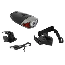 BICYCLE LIGHT USB FRONT ON HANDLEBAR 300 LUMENS BLACK/GREY 3 FONCTIONS 100%/50% MOUNTING KIT HANDLEBAR OR HELMET