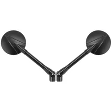 REAR-VIEW MIRROR MOTORCYCLE AVOC INDIANA ROUND ALUMINIUM CNC BLACK 76 mm FITTING KIT M8 + M10 (PAIR)