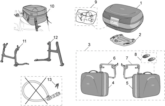 Acc  top cases,valises lat varie