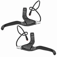 LEVIER DE FREIN VAE / E-BIKE ALU NOIR/ARGENT (LONGUEUR CABLE 300 mm) (PAIRE) -P2R