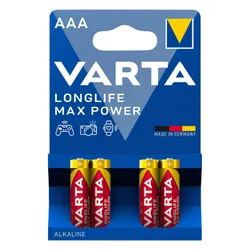 PILE LR03 1.5-SPEED VARTA ALCALINE LONGLIFE MAX POWER LR03 - AAA (SOLD IN PACKS OF 4)