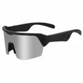 LUNETTES VELO ADULTE AUDIO BLUETOOTH 5.4 MONTURE NOIR VERRE ARGENT BATTERIE 130 mAh AUTONOMIE JUSQU'A 30H (ETUI INCLUS) -HAUTS PARLEURS A ECOUTE OUVERTE POUR MUSIQUE/APPEL