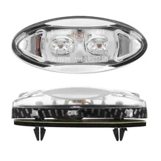 CLIGNOTANT UNIVERSEL REPLAY MINI OVALE 2 LEDS TRANSPARENT/CARBONE (L 60mm / H 25mm / L 15mm) (HOMOLOGUE CE) (PAIRE)