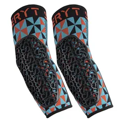 ELBOW PROTECTORS MTB SERYT FLOW ARLECCHINO ANTIBACTERIEN, ANTIDERAPANTE, WITHOUT COUTURE BLUE CLAIR/RED M (SOLD AS A PAIR) 250 g -CE IN 1621.1 LEVEL 2