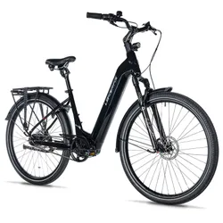ELECTRIC BICYCLE/E-BIKE CITY 28 LEADER FOX TERTIUM 2025 UNISEX BLACK GLOSS 8-SPEED SHIMANO NEXUS MID-DRIVE MOTOR BAFANG M420 36-SPEED 80NM BATTERY 15AH (20'' - H50,8 cm - SIZE L - FOR ADULT OF 178 cm TO 185 cm)