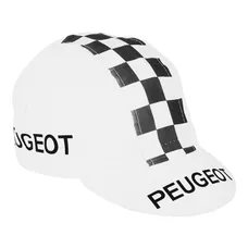 VINTAGE CYCLING CAP PEUGEOT WHITE DAMIER