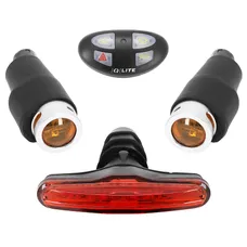 BICYCLE LIGHT USB KIT NEWTON FLASHING DIRECTION ROAD 80 LUMENS ON HANDLEBAR/RAIL OF SADDLE BLACK (HANDLEBAR REMOTE BATTERY-POWERED)