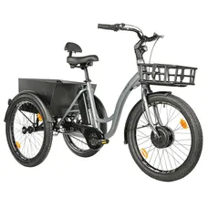 ELECTRIC TRICYCLE/E-BIKE CITY LEADER FOX 24" LOVELO 2025 UNISEX GREY MATTE 3-SPEED SHIMANO NEXUS HUB MOTOR AV BAFANG 36-SPEED 45NM BATTERY 16,7AH (WITH DIFFERENTIEL)