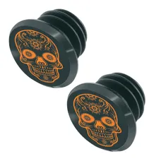 HANDLEBAR END PLUG MTB SWITCH SKULL BLACK/ORANGE (CARDED PER 2)