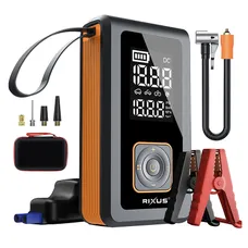COMPRESSEUR A AIR / DEMARREUR BATTERIE RIXUS 4 EN 1 8000 mAh 5V2A NOIR AVEC ECRAN NUMERIQUE 24L/min MAX 10,3 BAR -RXAP05
