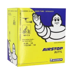 CHAMBRE A AIR 10'' 4.00-10, 110/80-10 MICHELIN 10C3 VALVE COUDEE 90