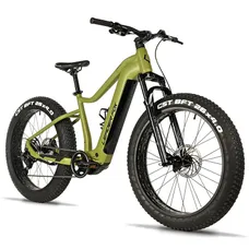 ELECTRIC BICYCLE/E-BIKE MTB FAT BIKE 26 LEADER FOX BRAGA UNISEX GREEN OLIVE 9-SPEED MID-DRIVE MOTOR BAFANG M510 36-SPEED 95NM BATTERY 23,2AH (20'' - H50,8 cm - SIZE L - FOR ADULT OF 178 cm TO 185 cm)