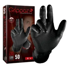 GANTS ATELIER NITRILE ECAILLES DE POISSON RESISTANT AUX PRODUITS CHIMIQUES, AUX HUILES, A L'ESSENCE NOIR T9 (L) (BOITE DE 50)