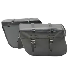 BICYCLE PANNIER SPORFABRIC S202 TRAPEZE STYLE VINTAGE - MOUNTING KIT COURROIE - EFFET CUIR BLACK (LG36XL11XH28) (PAIR)