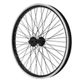 WHEEL BMX 20" FRONT BLACK HUB ALUMINIUM BLACK 48T. AXLE PLEIN 3/8 WITH ECROUS RIM 25C