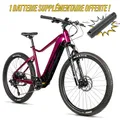 ELECTRIC BICYCLE/E-BIKE MTB 27,5 LEADER FOX KENT 2025 PURPLE GLOSS 9-SPEED MID-DRIVE MOTOR BAFANG M510 36-SPEED 95NM BATTERY 20AH (17,5'' - H44.5 cm - SIZE M - FOR ADULT OF 168 cm TO 178 cm)