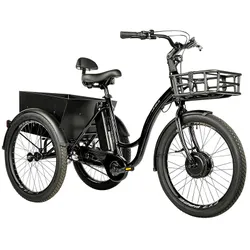 ELECTRIC TRICYCLE/E-BIKE CITY LEADER FOX 24" LOVELO 2025 UNISEX BLACK GLOSS 3-SPEED SHIMANO NEXUS HUB MOTOR AV BAFANG 36-SPEED 45NM BATTERY 16,7AH (WITH DIFFERENTIEL)