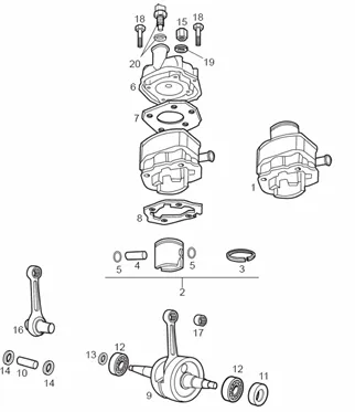 Arbre moteur - Cylindre - Piston