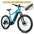 ELECTRIC BICYCLE/E-BIKE MTB 27,5 LEADER FOX KENT 2025 BLUE CLAIR 9-SPEED MID-DRIVE MOTOR BAFANG M510 36-SPEED 95NM BATTERY 20AH (17,5'' - H44.5 cm - SIZE M - FOR ADULT OF 168 cm TO 178 cm)