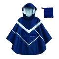 PONCHO/CAPE ANTI PLUIE ADULT URBAN MOOV PREMIUM BLUE MARINE WATERPROOF REFLECTIVE WITH CAPUCHE COMPATIBLE HELMET - SIZE M