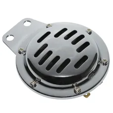 AVERTISSEUR/KLAXON MOTO DC 12V ACIER CHROME 105DB (DIAM 100 mm) -P2R