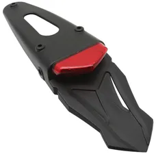 SUPPORT DE PLAQUE IMMATRICULATION AVEC FEU 50 A BOITE/MOTO WING AVEC FEU ROUGE A LEDS (L 347mm / H 60mm / L 98mm) (HOMOLOGUE CE) -REPLAY