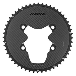 ROAD CHAINRING 4-BOLT DIA. 110 FOR SHIMANO DURA ACE R9200 MICHE 52T OUTER BLACK 12-SPEED ALUMINIUM, CARBON 3K (WEIGHT 127 g) -X2 RD R92