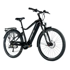 ELECTRIC BICYCLE/E-BIKE TREKKING BIKE 29 LEADER FOX DENVER MEN'S BLACK GLOSS 9-SPEED MID-DRIVE MOTOR BAFANG M300 36-SPEED 80NM BATTERY 20AH (22,5'' - H56CM - SIZE XXL - FOR ADULT OF 190 cm TO PLUS)