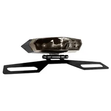 SUPPORT DE PLAQUE IMMATRICULATION AVEC FEU 50 A BOITE/MOTO AVOC LUNAR FEU UNIVERSEL A LEDS NOIR COUVERCLE FUME -HOMOLOGUE CE