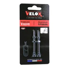 TUBELESS VALVE PRESTA VELOX ALUMINIUM BLACK 44 mm VALVE CORE REMOVABLE (SOLD AS A PAIR CARDED)