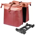 DOUBLE BICYCLE PANNIER BASIL VIVE RED BORDEAUX/PINK 28-35L MOUNTING KIT CARRIER MOUNTING KIT SYSTEM MIK (COMPATIBLE WITH 211726 INCLUDED) (30X18X49CM) FERMETURE PLIANT ANTI-PLUIE