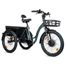 ELECTRIC TRICYCLE/E-BIKE CITY LEADER FOX 24" CURTIS X 2025 UNISEX GREEN BOUTEILLE GLOSS 8-SPEED SHIMANO NEXUS HUB MOTOR AV BAFANG 36-SPEED 45NM BATTERY 16,7AH (WIDTH HORS ALL 75 cm, DEBATTEMENT 50 mm)