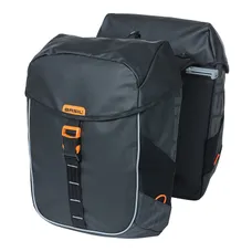 DOUBLE BICYCLE PANNIER BASIL MILES WATERPROOF 34L BLACK/ORANGE FOR SYSTEM MIK 2.0 ON CARRIER (COMPATIBLE WITH 211726 INCLUDED) (37X13X25CM)