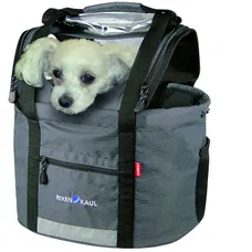 FRONT BASKET TOILE KLICKFIX DOGGY CHIEN GREY WITH ANSE MOUNTING KIT ON HANDLEBAR 24L (38X25/40X29CM) (SUPPLIED WITHOUT MOUNTING KIT)