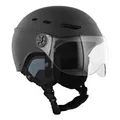 CASQUE VELO ADULTE URBAN MOOV URBAIN/CITY VISOR NOIR MAT TAILLE L 58-62 VISIERE REGLABLE (ANTI-BUEE/UV), PROTECTION OREILLE AMOVIBLE (VENDU EN BOITE) COMPATIBLE EBIKE ET TROTTINETTE -EN1078+A1