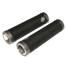 GRIP CITY HERRMANS SUPER CONFORT BLACK L130MM SERRAGE DOUBLE CLAMP TITANIUM (PAIR CARDED)