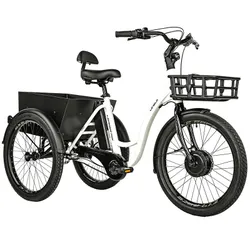 ELECTRIC TRICYCLE/E-BIKE CITY LEADER FOX 24" LOVELO 2025 UNISEX WHITE GLOSS 3-SPEED SHIMANO NEXUS HUB MOTOR AV BAFANG 36-SPEED 45NM BATTERY 16,7AH (WITH DIFFERENTIEL)