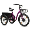 ELECTRIC TRICYCLE/E-BIKE CITY LEADER FOX 24" LOVELO 2025 UNISEX PURPLE GLOSS 3-SPEED SHIMANO NEXUS HUB MOTOR AV BAFANG 36-SPEED 45NM BATTERY 16,7AH (WITH DIFFERENTIEL)